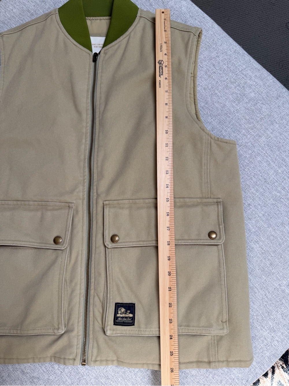 Aime Leon Dore Reversible Beige Vest with Olive Trim - Mens Large - Picture 7 of 7